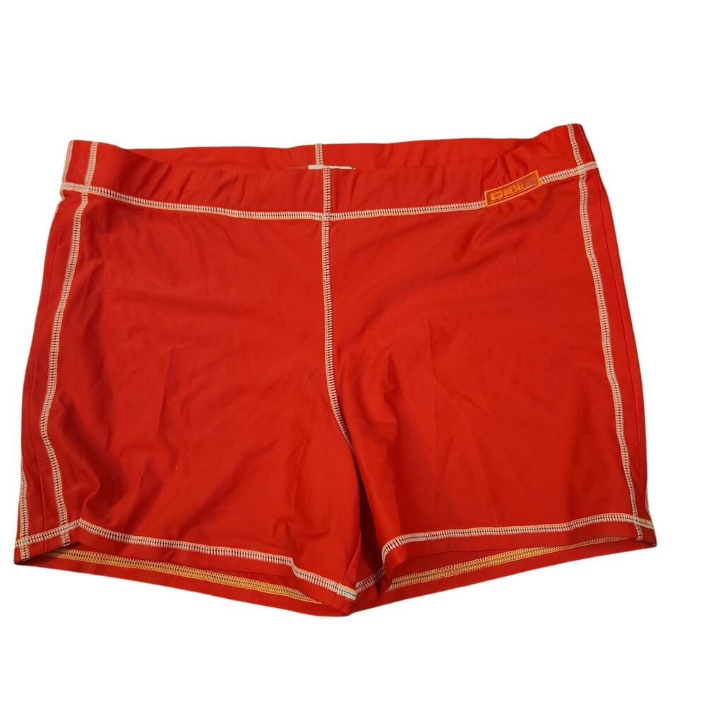 Diesel Swimwear Men Red Retro Square Cut Swim Trunks Size S Small